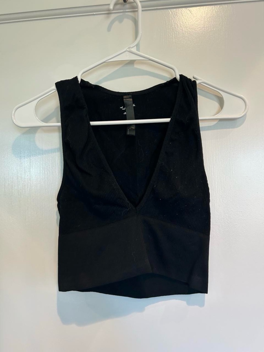Out from Under Black Ribbed Cropped Plunge Tank